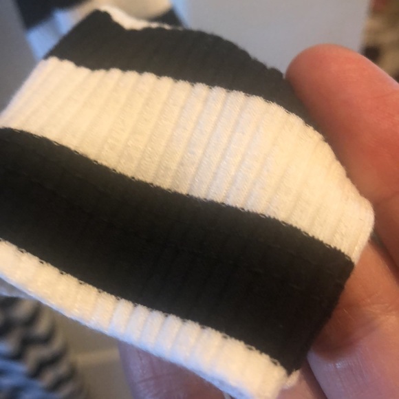 Black white stripe ruched  dress small casual - Picture 5 of 5